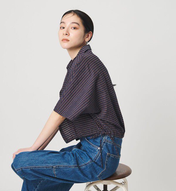 BEAUTY&YOUTH UNITED ARROWS「チェック ドローストリング シャツ ウォッシャブル」|シャツ・ブラウス|NAVY