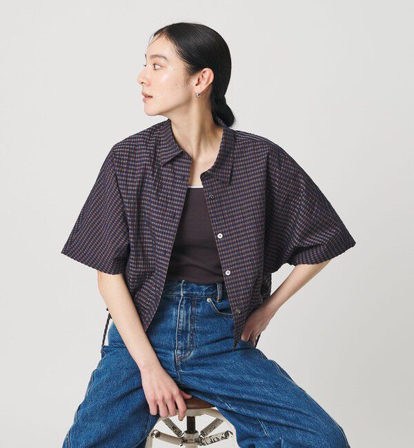 BEAUTY&YOUTH UNITED ARROWS「チェック ドローストリング シャツ ウォッシャブル」|シャツ・ブラウス|