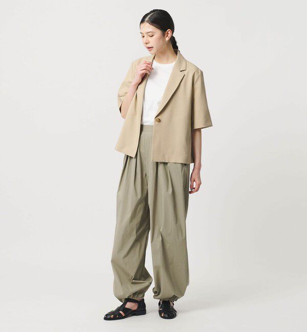BEAUTY&YOUTH UNITED ARROWS「【WEB限定 Wardrobe DAILY MINIMAL】メランジ ハーフスリーブジャケット ウォッシャブル」|テーラードジャケット|