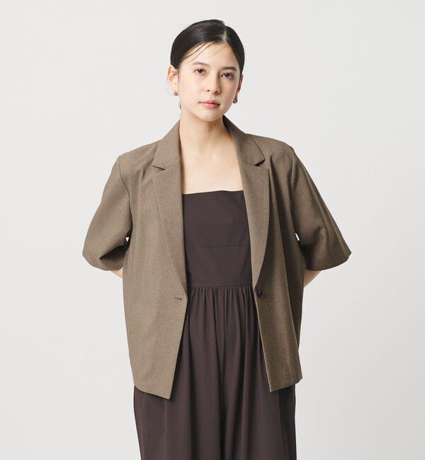 BEAUTY&YOUTH UNITED ARROWS「【WEB限定 Wardrobe DAILY MINIMAL】メランジ ハーフスリーブジャケット ウォッシャブル」|テーラードジャケット|
