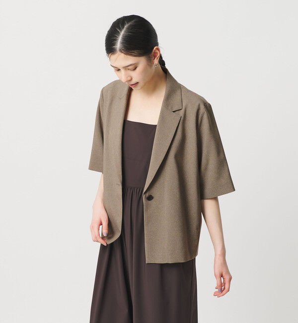 BEAUTY&YOUTH UNITED ARROWS「【WEB限定 Wardrobe DAILY MINIMAL】メランジ ハーフスリーブジャケット ウォッシャブル」|テーラードジャケット|