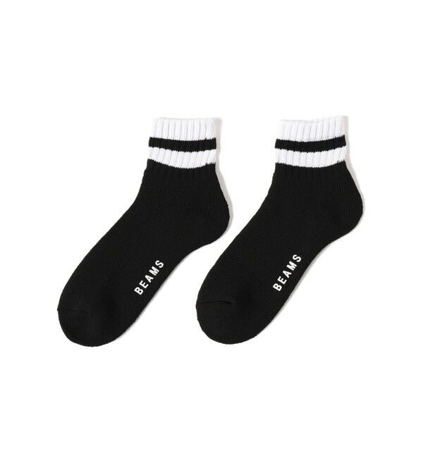 BEAMS「ライン ソックス （2pack）」|ソックス|BLACK