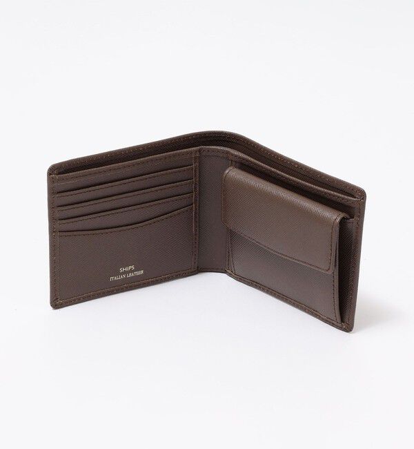 SHIPS「SHIPS:【SAFFIANO LEATHER】 イタリアンレザー 2つ折 財布」|財布|ブラウン