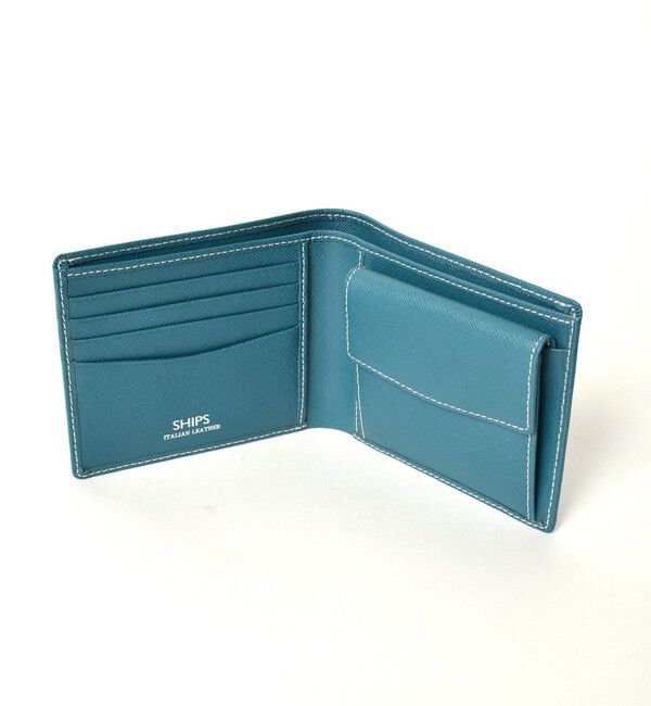 SHIPS「SHIPS:【SAFFIANO LEATHER】 イタリアンレザー 2つ折 財布」|財布|ロイヤルブルー