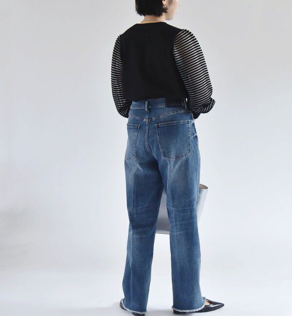 quaranciel「quaranciel:〈手洗い可能〉シアー ボーダー ボリュームスリーブ プルオーバー」|ニット・セーター|