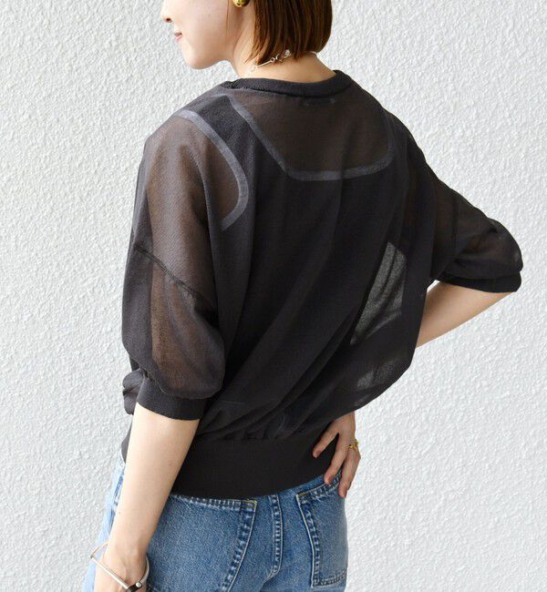 SHIPS for women「〈手洗い可能〉シアー ラメ 半袖 サマー ニット」|ニット・セーター|