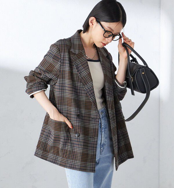 SHIPS for women「〈手洗い可能〉ウール混 チェック ダブルボタン ジャケット」|テーラードジャケット|