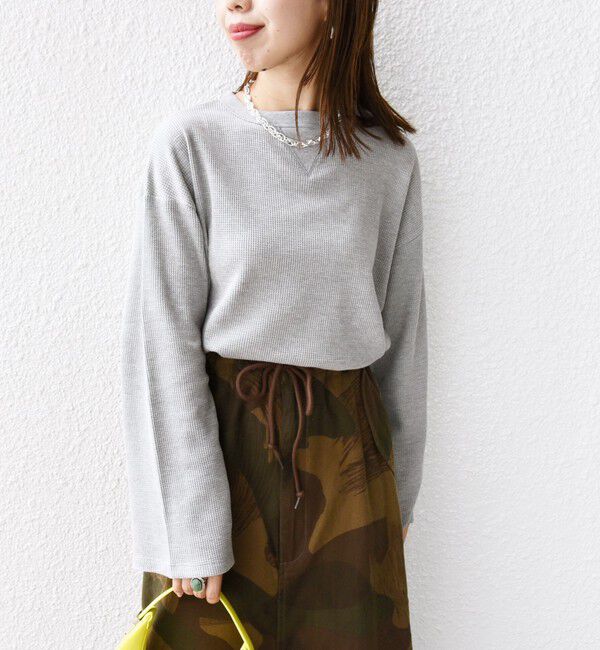 SHIPS for women「〈洗濯機可能〉ワイド スリーブ ワッフル プルオーバー」|Tシャツ・カットソー|