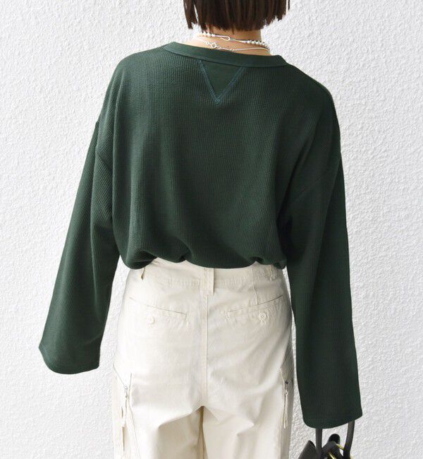 SHIPS for women「〈洗濯機可能〉ワイド スリーブ ワッフル プルオーバー」|Tシャツ・カットソー|