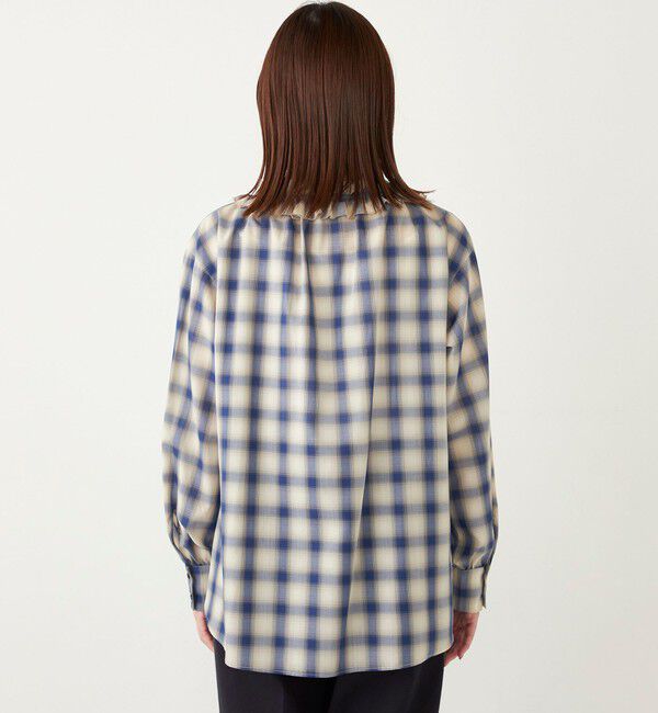 SHIPS Colors 「SHIPS Colors:〈手洗い可能〉オンブレチェック フリルネック ブラウス」|シャツ・ブラウス|