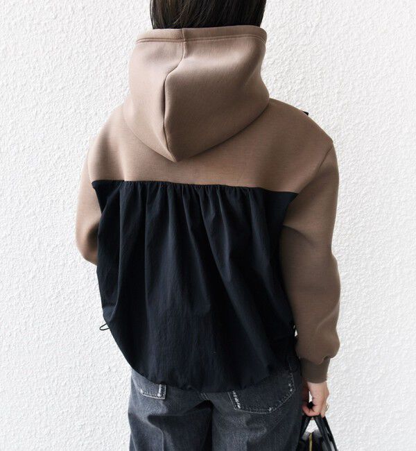 SHIPS for women「【WEB限定】〈手洗い可能〉ダンボール タフタ コンビ フーディ」|パーカー|