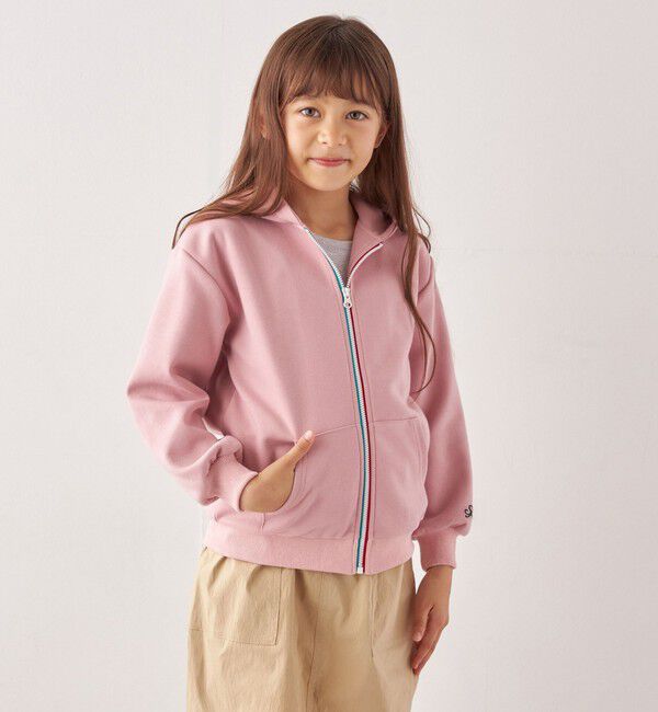 SHIPS any「SHIPS any:〈洗濯機可能〉ワンポイント 刺繍 ポンチ ジップ パーカー <KIDS>◇」|パーカー|ピンク