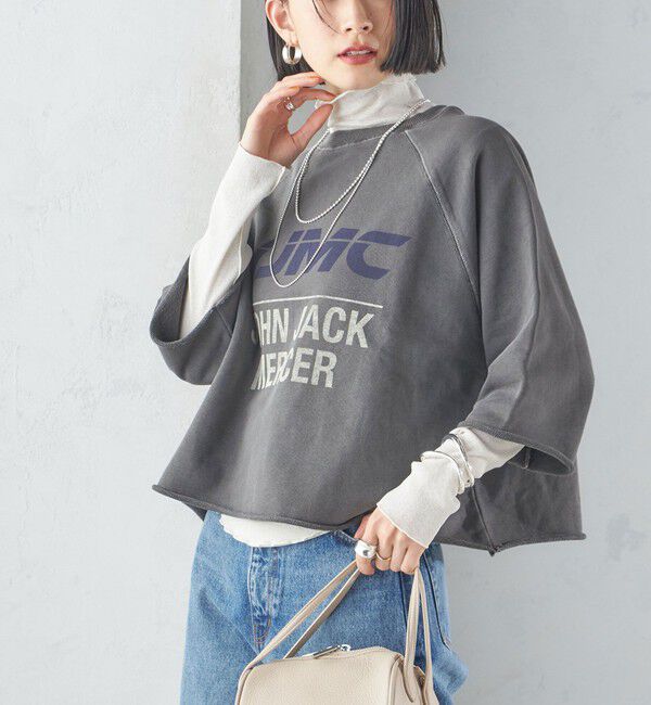 SHIPS for women「【SHIPS別注】〈洗濯機可能〉J.J MERCER:別注 7分袖 プリント スウェット」|スウェット・ジャージ|ダークグレー