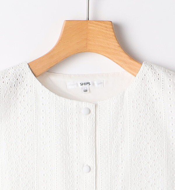 SHIPS KIDS「SHIPS KIDS:140～150cm / レース ペプラム ノースリーブ ブラウス」|シャツ・ブラウス|