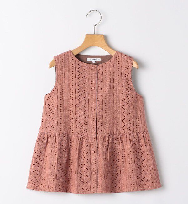 SHIPS KIDS「SHIPS KIDS:140～150cm / レース ペプラム ノースリーブ ブラウス」|シャツ・ブラウス|レンガ