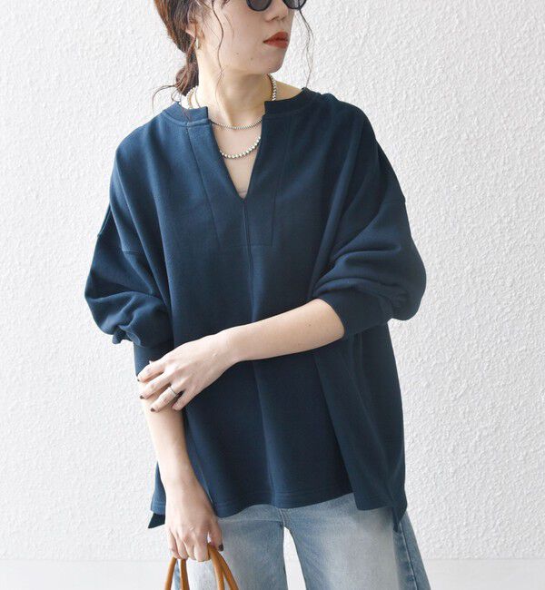 SHIPS any「【WEB限定】SHIPS any:〈洗濯機可能〉USAコットン 裏毛 スキッパー ルーズ スウェット」|スウェット・ジャージ|