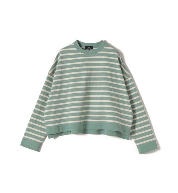 SHIPS for women「SHIPS Primary Navy Label:コットン ボーダー クルーネック プルオーバー」|Tシャツ・カットソー|ライトグリーン