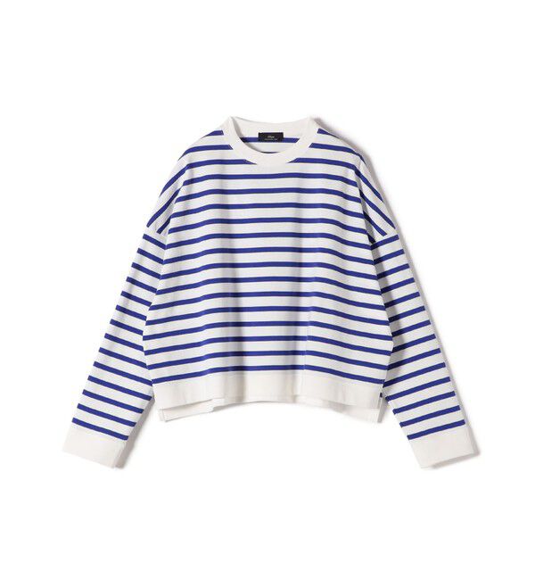 SHIPS for women「SHIPS Primary Navy Label:コットン ボーダー クルーネック プルオーバー」|Tシャツ・カットソー|ブルー