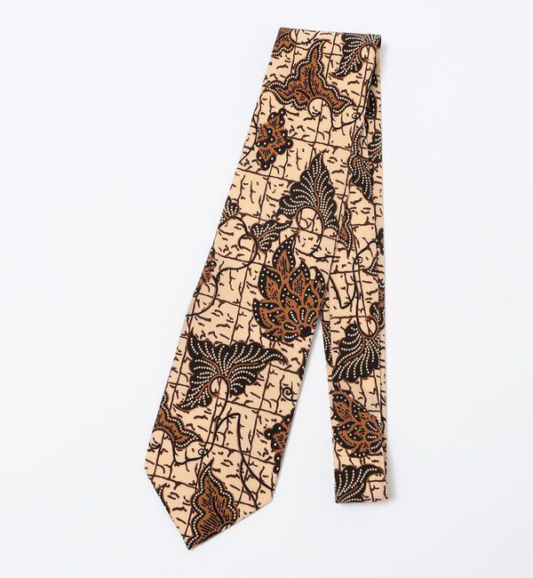 SHIPS「【SHIPS別注】Stefano Cau: バティック リーフ プリント ネクタイ」|ネクタイ・蝶ネクタイ|ベージュ