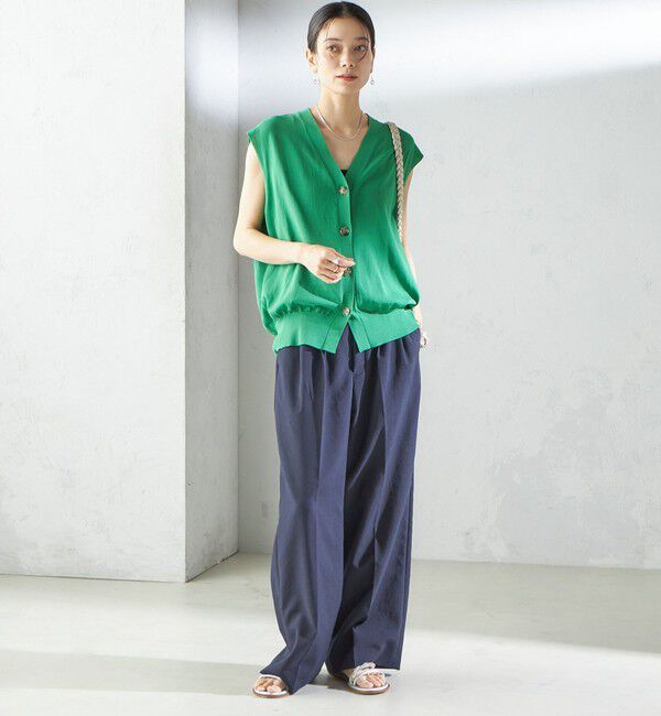 SHIPS for women「〈接触冷感 / 手洗い可能〉アイスコットン フレンチ スリーブ ジレ カーディガン」|ベスト・ジレ|