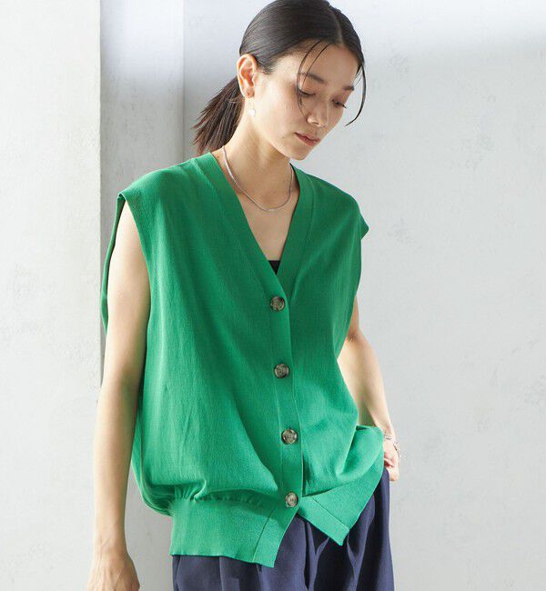 SHIPS for women「〈接触冷感 / 手洗い可能〉アイスコットン フレンチ スリーブ ジレ カーディガン」|ベスト・ジレ|