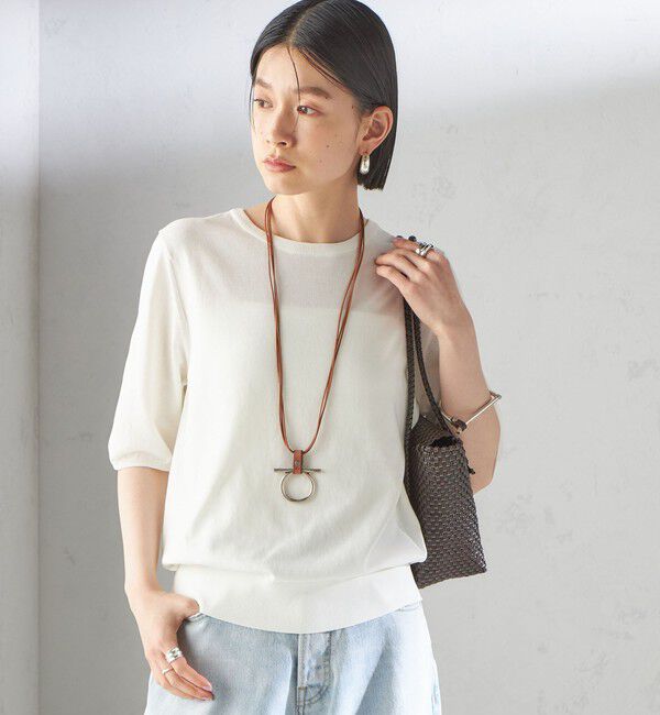 SHIPS for women「〈接触冷感 / 手洗い可能〉アイスコットン ショート スリーブ プルオーバー」|ニット・セーター|