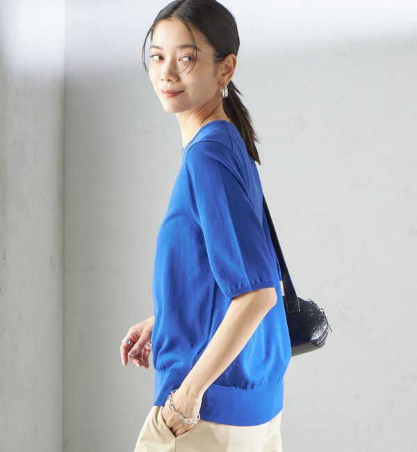 SHIPS for women「〈接触冷感 / 手洗い可能〉アイスコットン ショート スリーブ プルオーバー」|ニット・セーター|