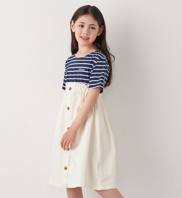 SHIPS any「SHIPS any: ロゴ 刺繍 ボーダー ドッキング ワンピース <KIDS>」|ワンピース|