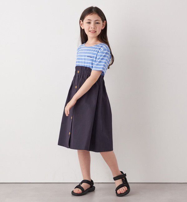 SHIPS any「SHIPS any: ロゴ 刺繍 ボーダー ドッキング ワンピース <KIDS>」|ワンピース|