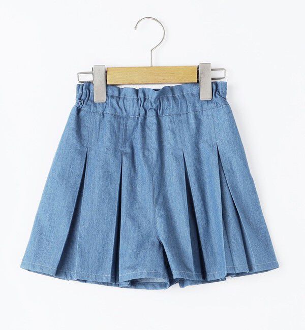SHIPS KIDS「SHIPS KIDS:140～150cm / デニム プリーツ キュロット」|キュロット|ブルー