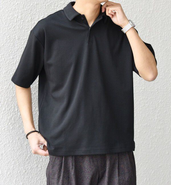 SHIPS any「【WEB限定】SHIPS any:〈接触冷感〉COOL TOUCH スムース リラックス ポロシャツ◆」|ポロシャツ|ブラック