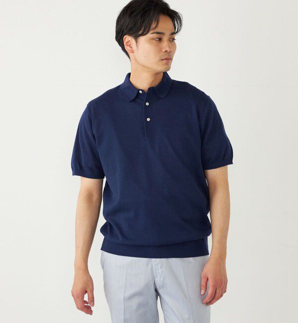 SHIPS Colors 「SHIPS Colors:〈洗濯機可能〉14G 天竺 ニット ポロシャツ」|ポロシャツ|ネイビー