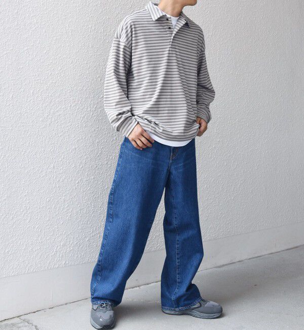 SHIPS any「SHIPS any: ブラッシュド マルチボーダー ヘムタック スピンドル ポロシャツ◇」|ポロシャツ|