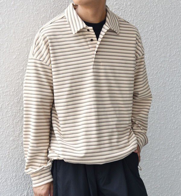 SHIPS any「SHIPS any: ブラッシュド マルチボーダー ヘムタック スピンドル ポロシャツ◇」|ポロシャツ|