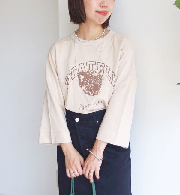 SHIPS for women「【WEB限定】〈洗濯機可能〉七分袖 ワイド スリーブ プリント スウェット」|スウェット・ジャージ|