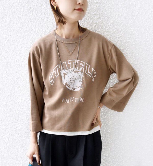 SHIPS for women「【WEB限定】〈洗濯機可能〉七分袖 ワイド スリーブ プリント スウェット」|スウェット・ジャージ|