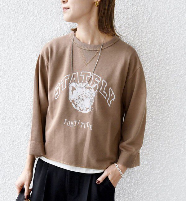 SHIPS for women「【WEB限定】〈洗濯機可能〉七分袖 ワイド スリーブ プリント スウェット」|スウェット・ジャージ|