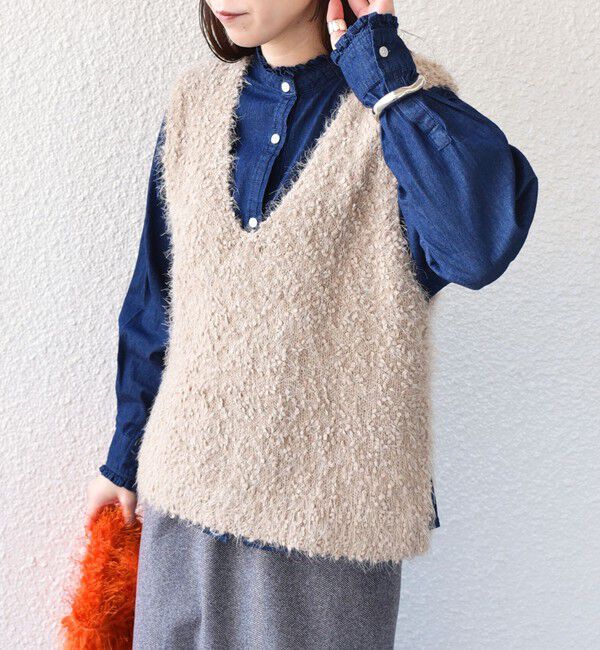 SHIPS Colors 「SHIPS Colors:〈手洗い可能〉ポコポコ ベスト &times; リブニット セット◇」|ニット・セーター|