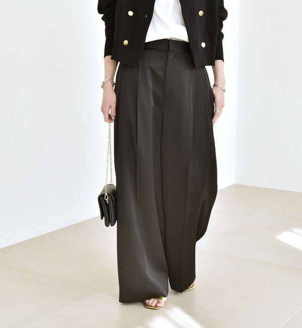 quaranciel「quaranciel:〈手洗い可能〉サテン ワイド ストレート スラックス」|その他|