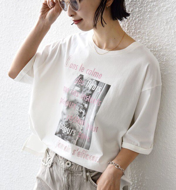 SHIPS for women「【WEB限定】オーガニック コットン 5分袖 フォト TEE」|Tシャツ・カットソー|