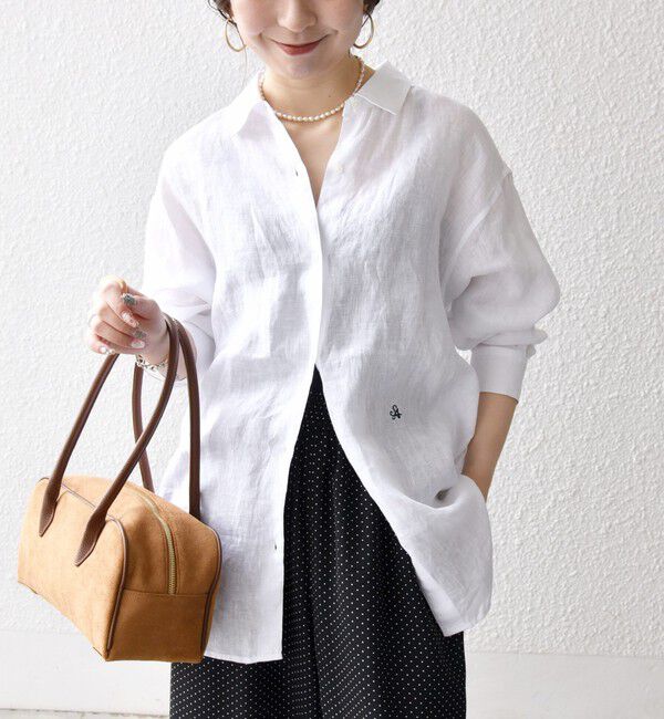 SHIPS any「SHIPS any:〈洗濯機可能〉リネン 刺繍 レギュラー ルーズ シャツ」|シャツ・ブラウス|