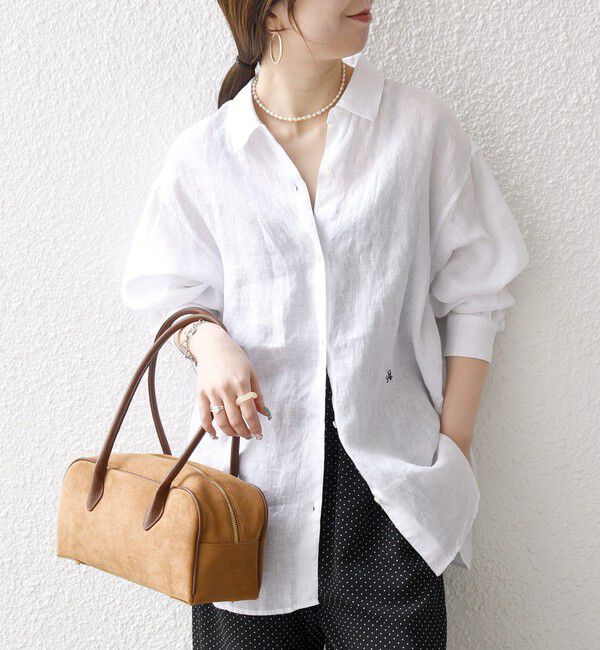 SHIPS any「SHIPS any:〈洗濯機可能〉リネン 刺繍 レギュラー ルーズ シャツ」|シャツ・ブラウス|