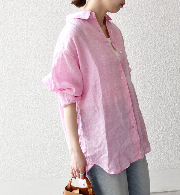 SHIPS any「SHIPS any:〈洗濯機可能〉リネン 刺繍 レギュラー ルーズ シャツ」|シャツ・ブラウス|