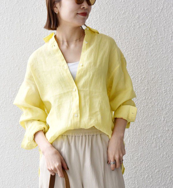 SHIPS any「SHIPS any:〈洗濯機可能〉リネン 刺繍 レギュラー ルーズ シャツ」|シャツ・ブラウス|