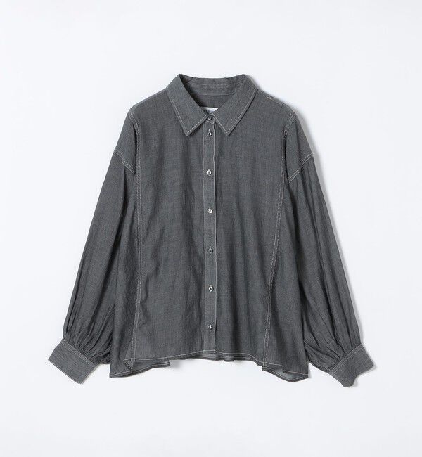 quaranciel「《予約》quaranciel:〈洗濯機可能〉シアー デニム ギャザー レギュラー シャツ」|シャツ・ブラウス|