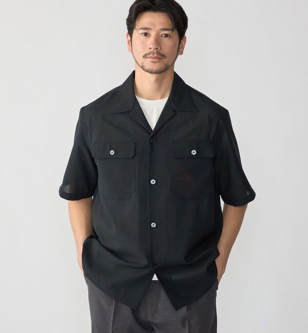 SHIPS「SHIPS:〈撥水 防しわ 洗濯機可能〉DOT AIR(R)ショートスリーブシャツ(セットアップ対応」|シャツ・ブラウス|