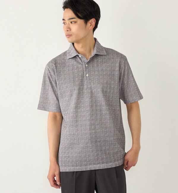 SHIPS Colors 「SHIPS Colors:〈吸水速乾〉カノコ グレンチェック ワイドカラー ポロシャツ」|ポロシャツ|