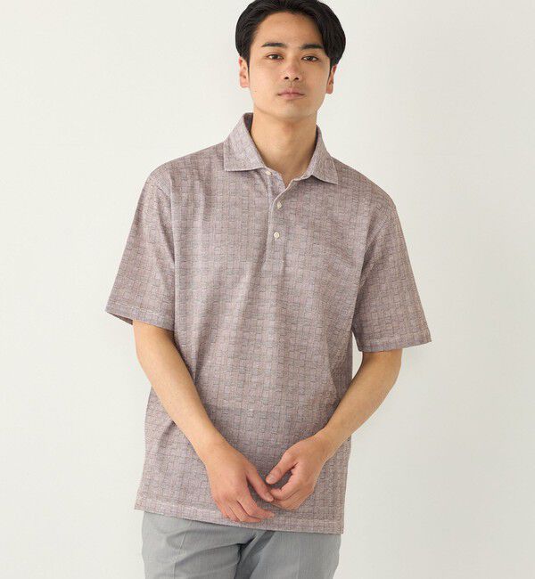 SHIPS Colors 「SHIPS Colors:〈吸水速乾〉カノコ グレンチェック ワイドカラー ポロシャツ」|ポロシャツ|ブラウン