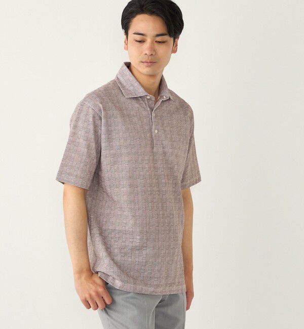 SHIPS Colors 「SHIPS Colors:〈吸水速乾〉カノコ グレンチェック ワイドカラー ポロシャツ」|ポロシャツ|