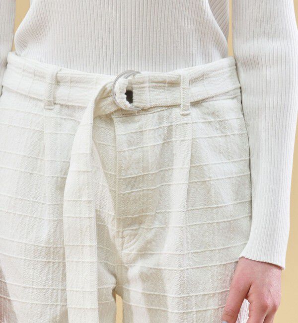 DES PRES「ウィンドウペンストレッチデニム ベルテッドパンツ」|デニム|